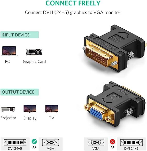 UGREEN DVI (24+5) Male to VGA Female Converter (Black)