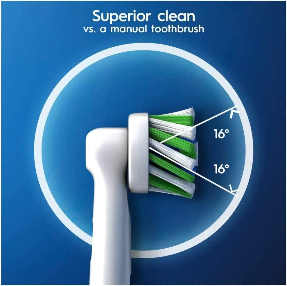 Oral-B CrossAction Electric Toothbrush Heads with CleanMaximiser Technology 8 Pack – Black