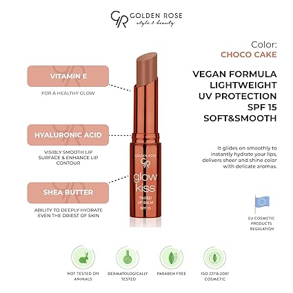 جولدن روز جلو كيس بلسم شفاه شوكولاتة نباتي مع SPF15
