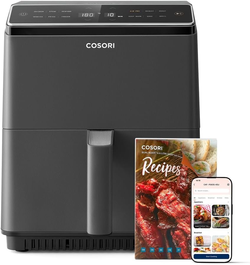 COSORI Smart Air Fryer Oven Dual Blaze 6.4L - Black