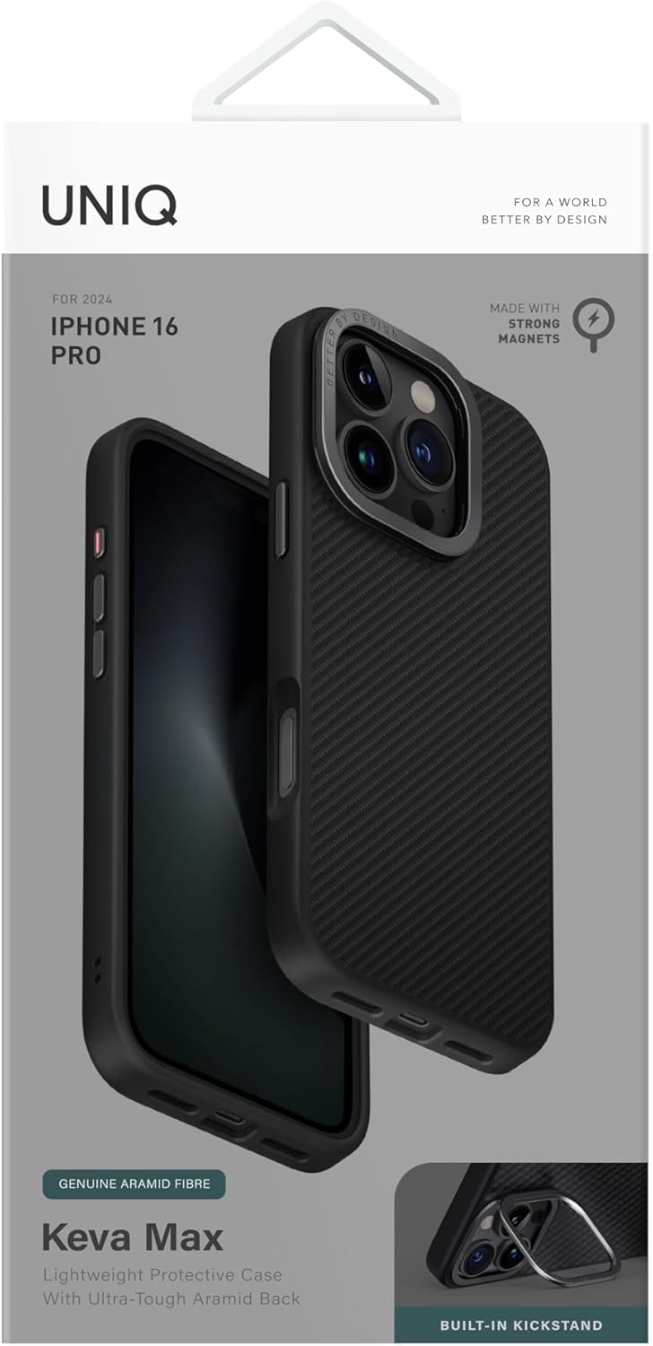 UNIQ KEVA MAX iPhone 16 Pro MagClick Case with Stand – Black