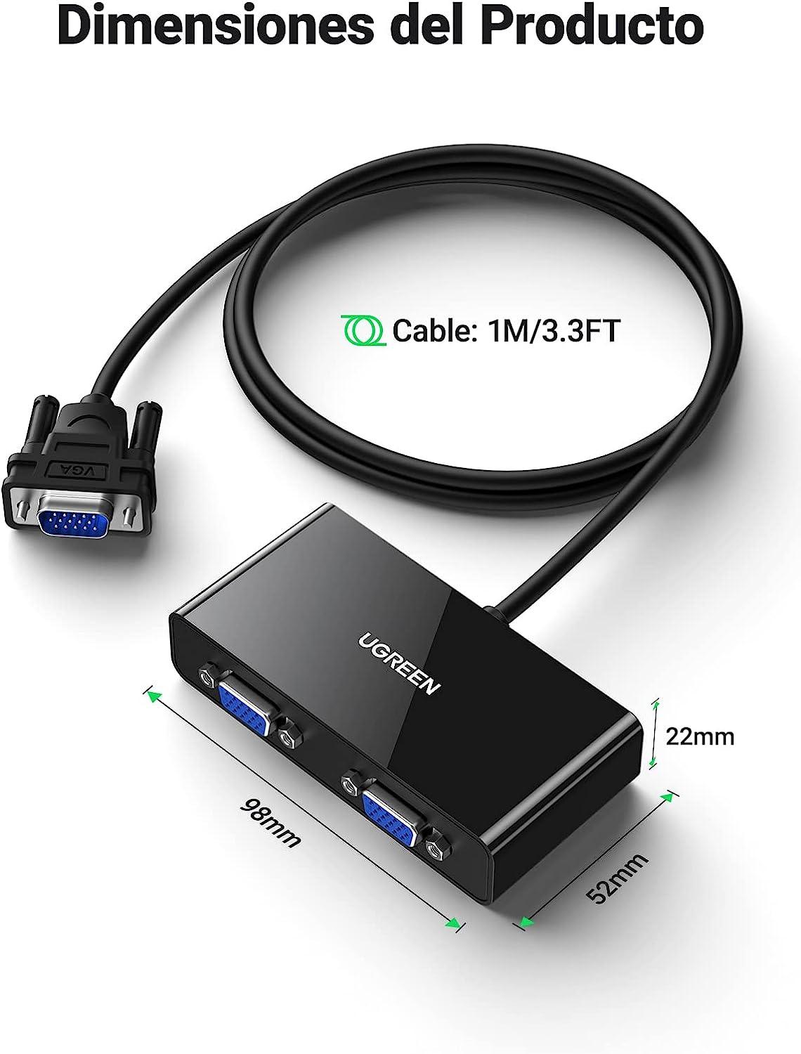 UGREEN 1x2 VGA Splitter - Dual Display Support