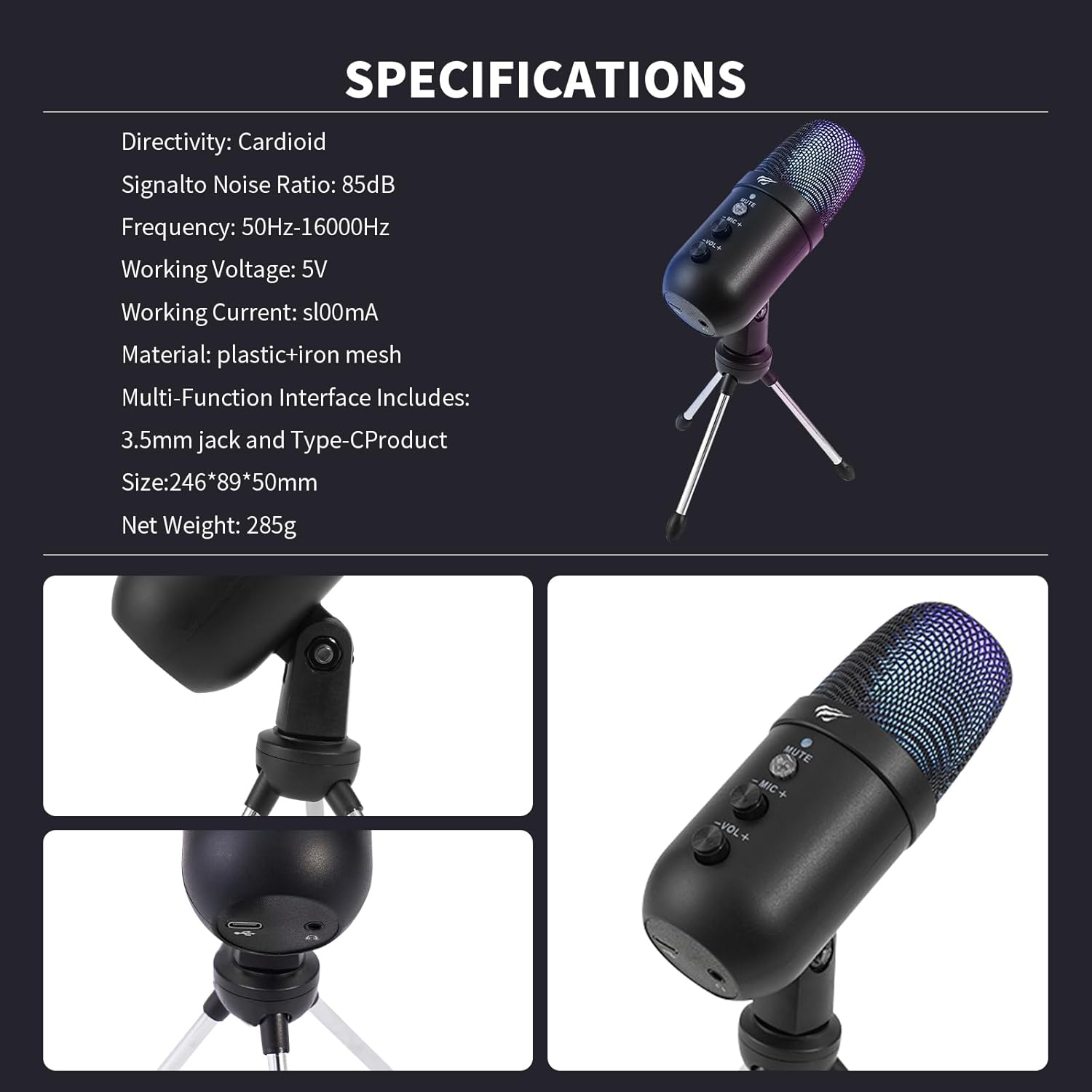 HAVIT High-Quality Recording Microphone with RGB Lighting