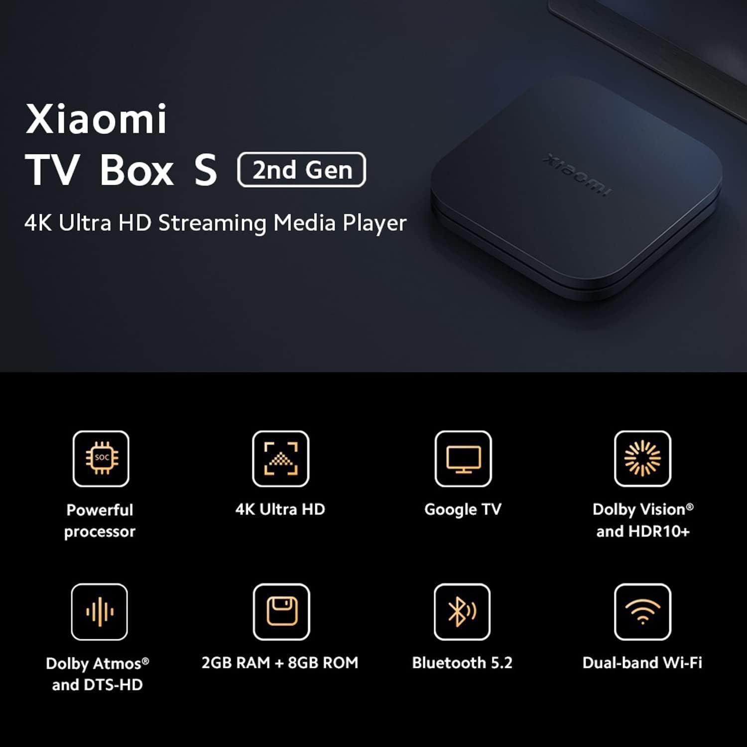 Xiaomi TV Box S (2nd Gen) 4K Chromecast Streaming Media Player Google TV