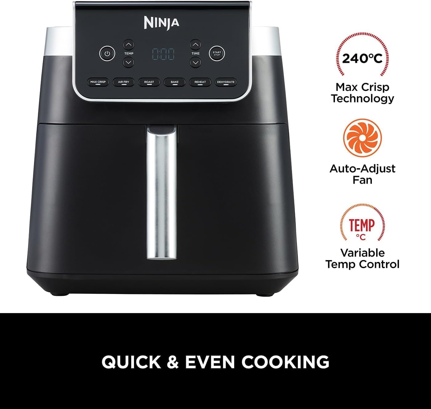 Ninja AF180ME – MAX PRO 6.2L Air Fryer with 6 Functions