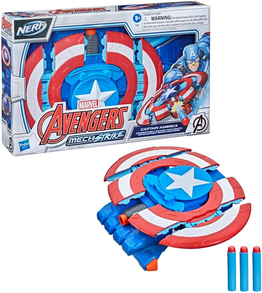 Hasbro Captain America Mech Strike Shield with 3 NERF Darts