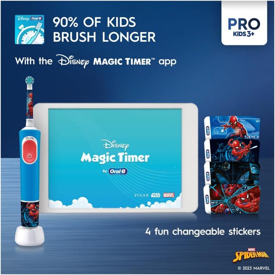 Oral-B by Braun Pro Kids Rechargeable Electric Toothbrush with 4 Disney Frozen Themed Stickers & Travel Case