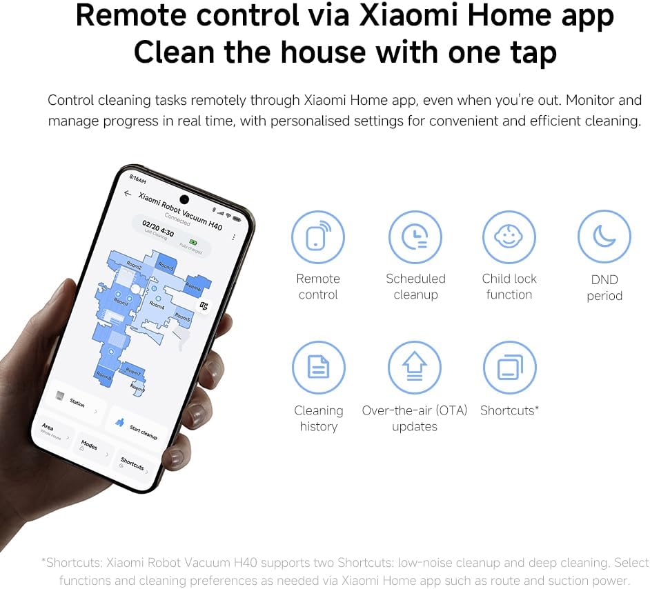 Xiaomi Robot Vacuum H40 – 10,000Pa Suction, LDS Navigation, Auto Dust Emptying, 180min Runtime