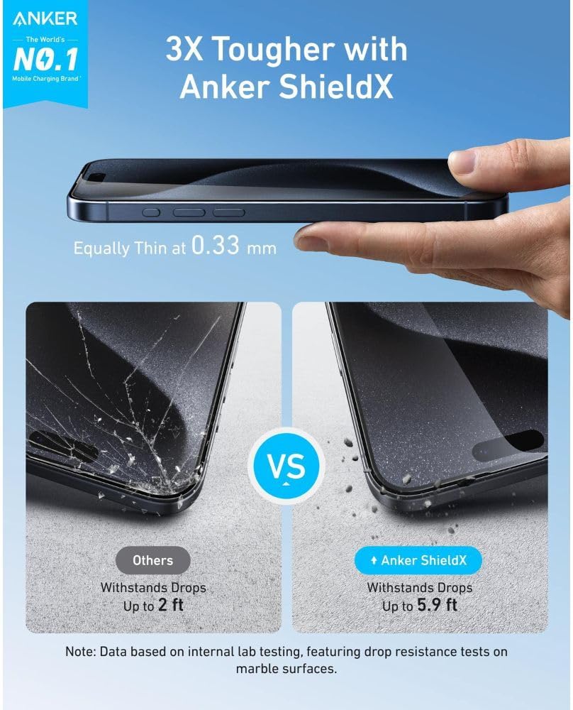 Anker Easy Fit Screen Protector Kit for iPhone 16 2 Pack HD