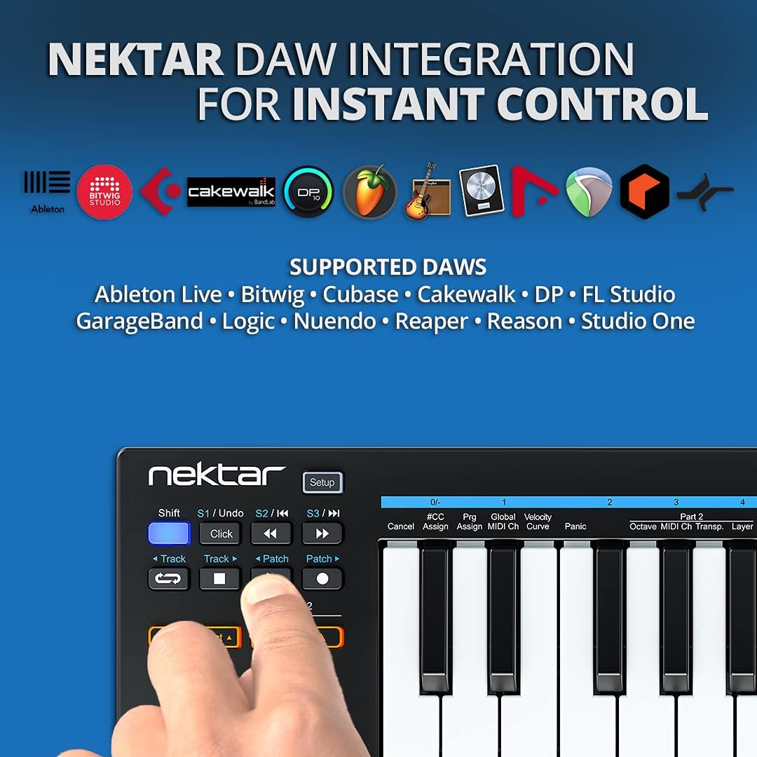 Nektar Impact USB MIDI Controller Keyboard with Nektar DAW Integration - Black