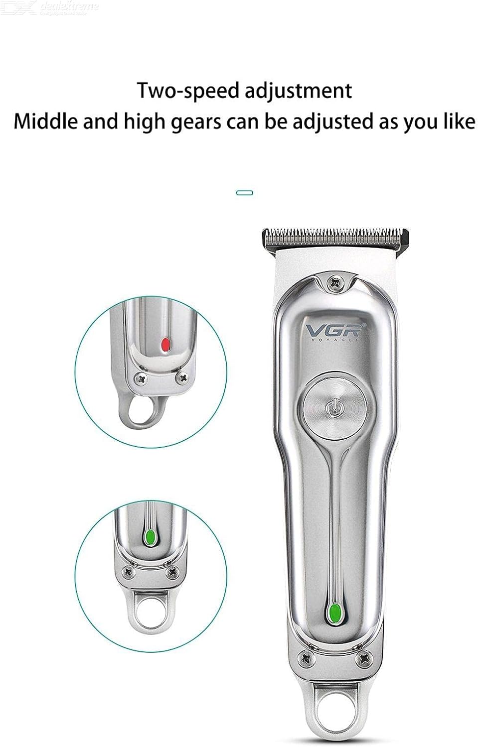 Stainless Steel USB Charging Hair Shaving machine with 3 combs - VGR V-071