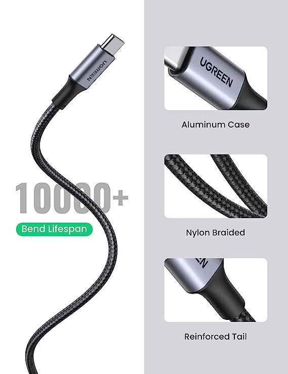 UGREEN USB-A 2.0 to USB-C Cable 2m - Durable, Braided, Black