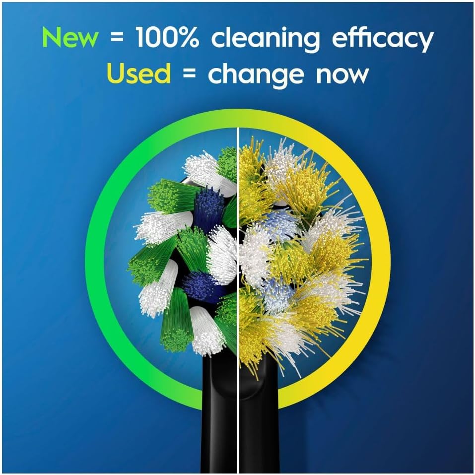 Oral-B Cross Action Electric Toothbrush Head with CleanMaximiser Technology Pack of 12 - Black