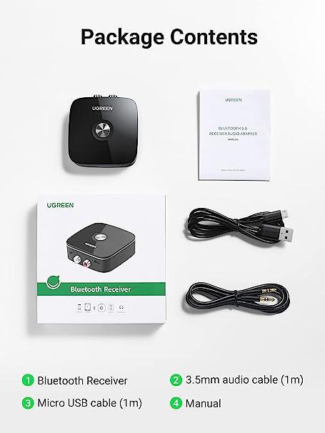 UGREEN Bluetooth Audio Receiver 5.0 with 3.5mm&2RCA Adapter