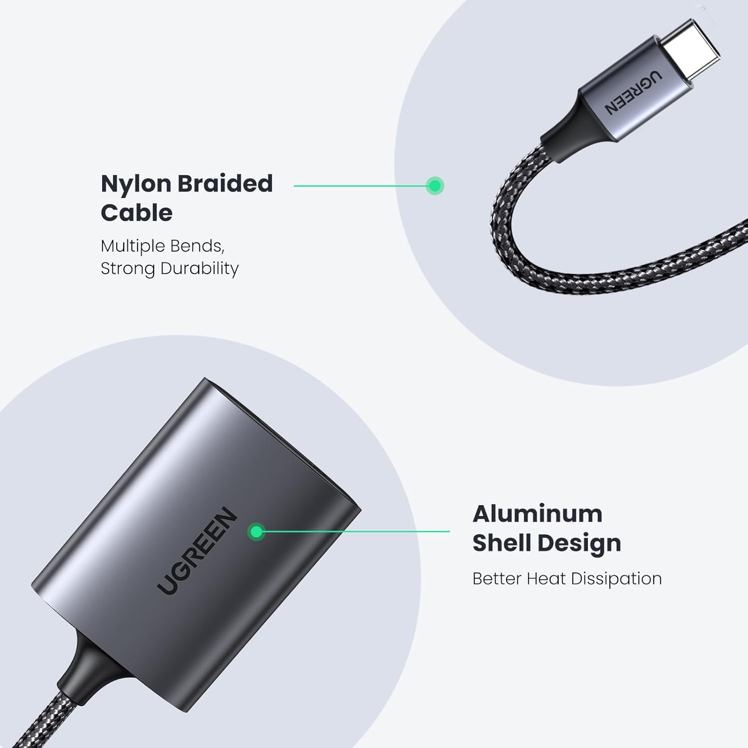 UGREEN USB-C SD Card Reader – Dual Slot, 5Gbps Speed.