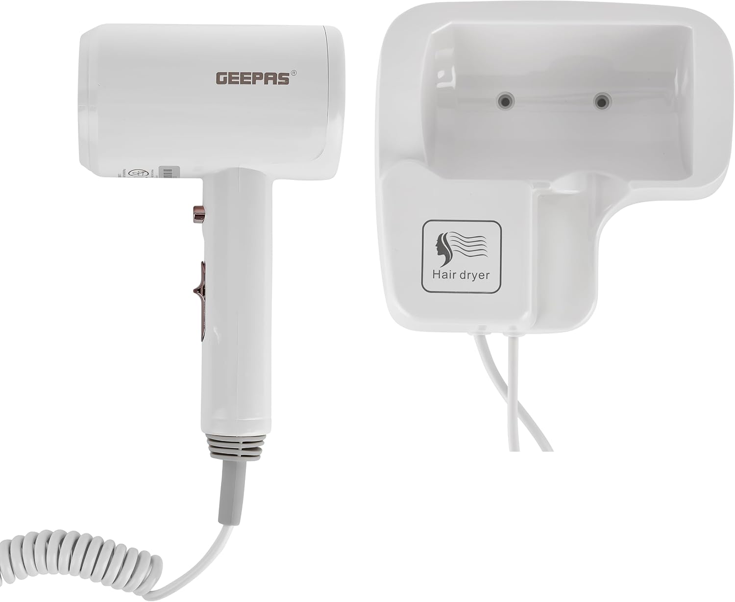 Geepas GHD86073 Wall-Mounted Hair Dryer 1200W | Fast Drying & Overheat Protection
