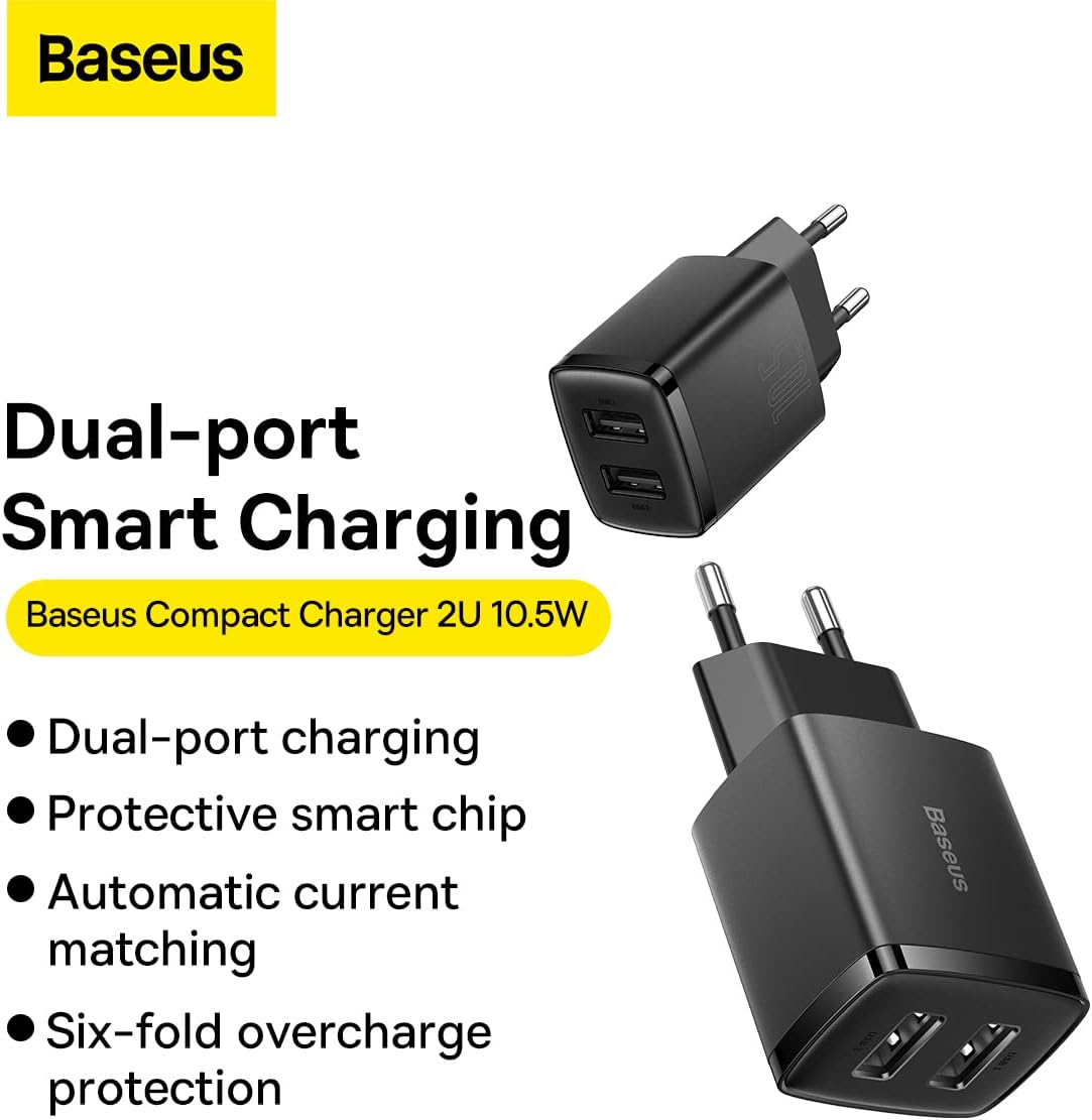 Baseus Compact Charger 2 Port 10.5W - EU