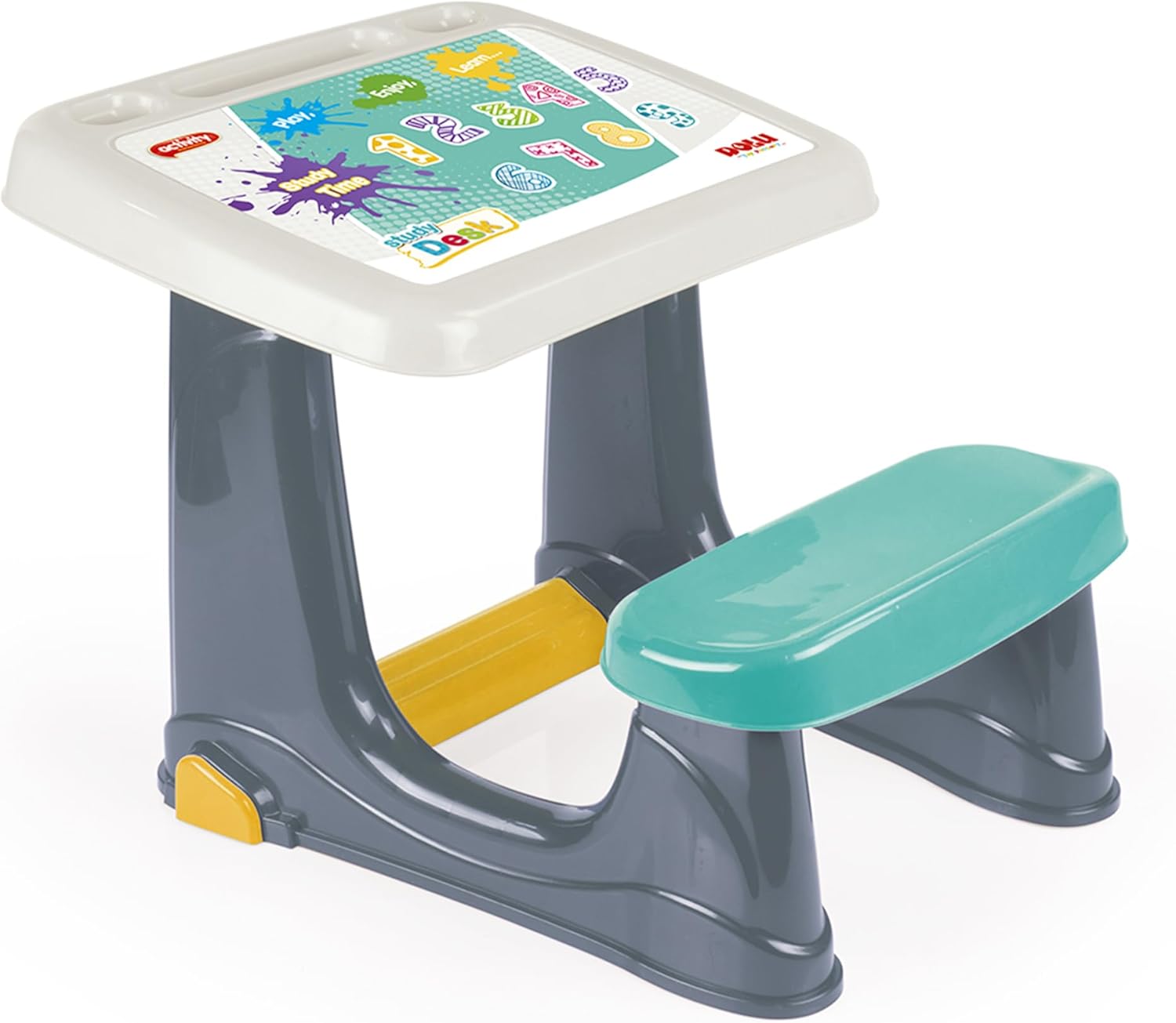 DOLU Kids Study Desk with Seat – Grey | Wooden Children's Learning Table | No Assembly Required