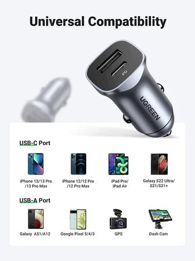 UGREEN Dual USB Car Charger (Space Gray)