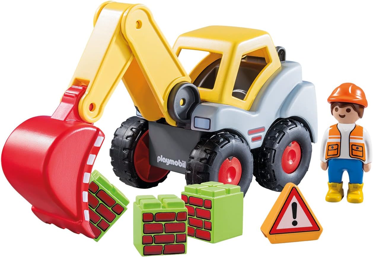 Playmobil 1.2.3 Shovel Excavator - Safe & Fun for Toddlers