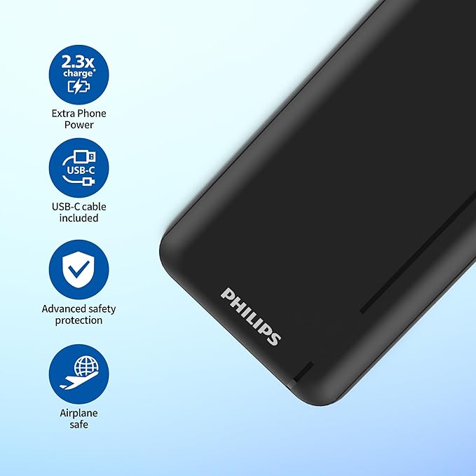 باور بانك فيليبس 10000mAh 20W مع منافذ USB-A وUSB-C