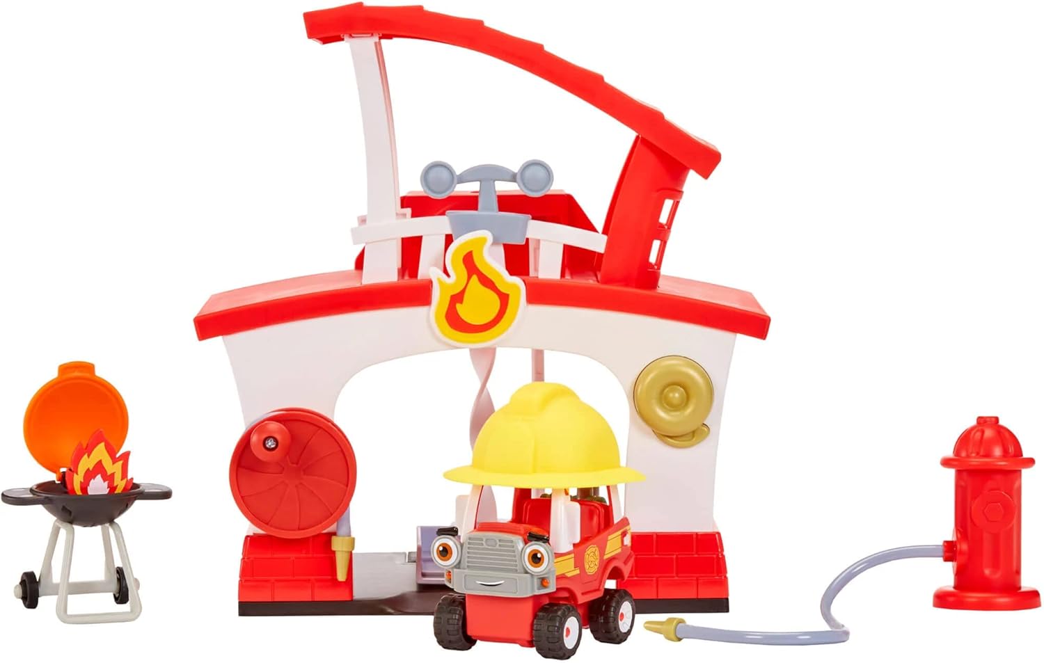 Little Tikes Let’s Go Cozy Coupe Fire Station Playset For Tabletop & Floor Play - Includes Cozy Fire Truck, Rescue Hat, Barbecue Grill & Fire Hydrant