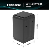 Hisense WT3K1123UB 11KG Top Load Washing Machine - Open Lid View MaxLoad Opening