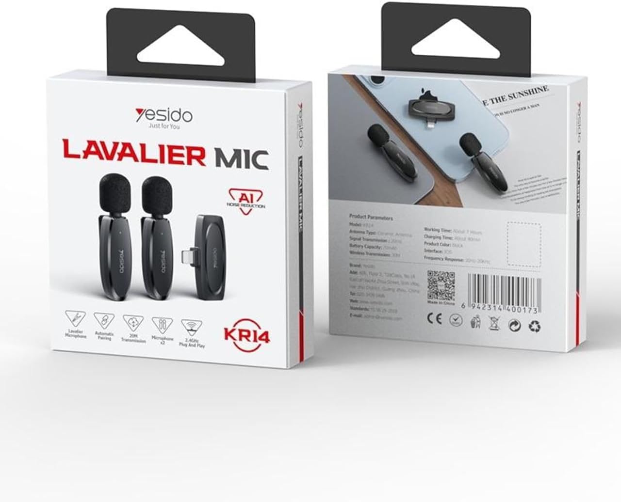 YESIDO Low-Latency Wireless Lavalier Microphone with Lightning