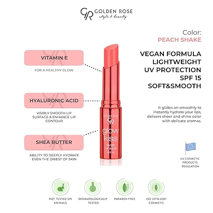 جولدن روز جلو كيس بلسم شفاه خوخي نباتي مع SPF15
