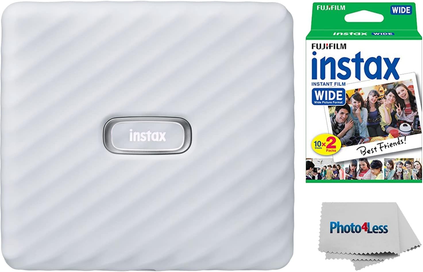 Fujifilm Instax Link Wide Printer Mocha Bundle with Wide Twin Pack Instant Film and Cloth