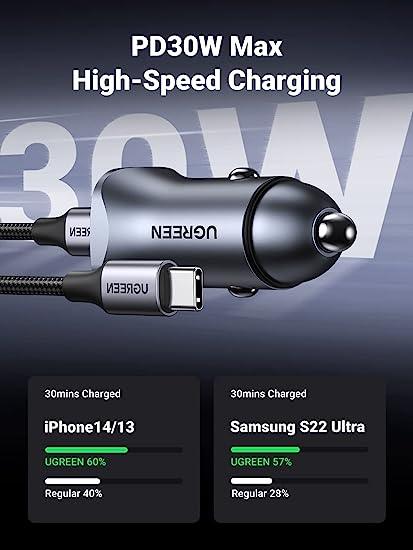 UGREEN A+C Dual-Port Car Charger PD30W+SCP22.5W40858