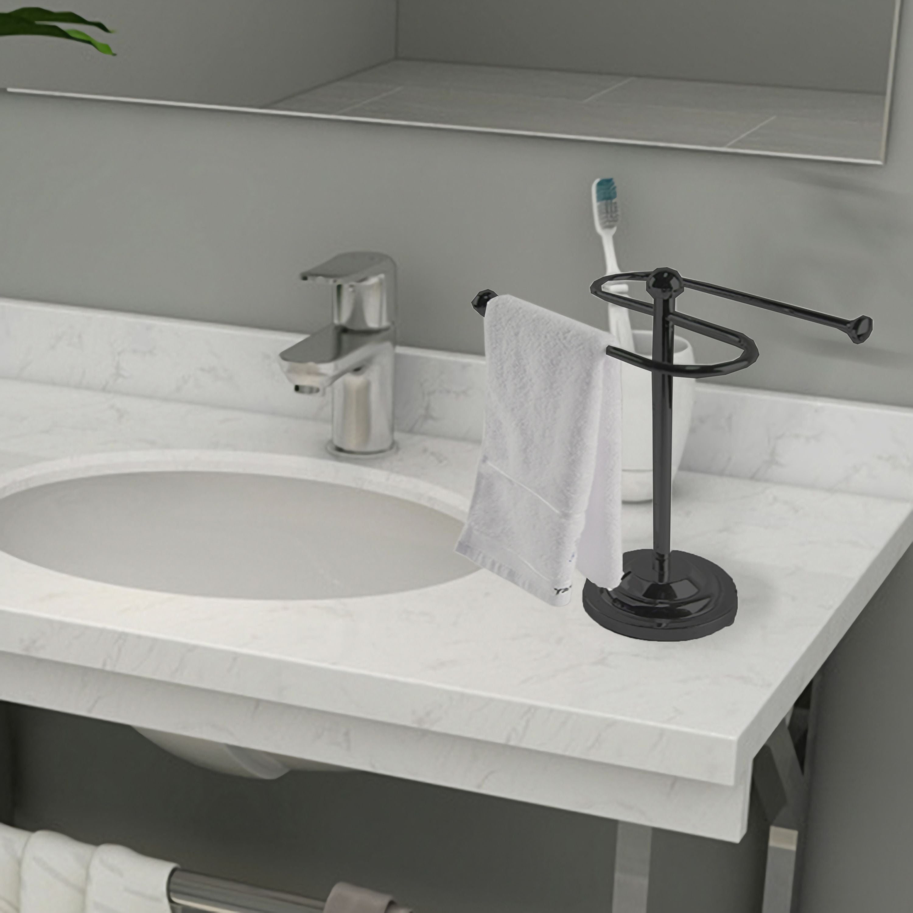 ARMN Drummond Towel Rack – Brown, Freestanding & Stable