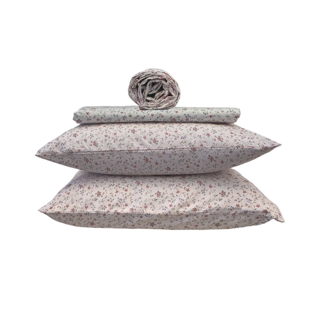 طقم شرشف سرير صيفي مجوز 4 قطع من Dolce Notte - زهري