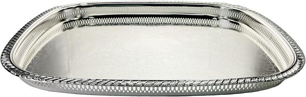 Zolten Rectangular Tray Silver 45.3×34.5 cm – Elegant Serving