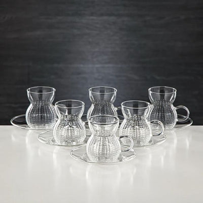 Almarjan 12-Piece Decorated Glass Tea Cups Set – Elegant Choice