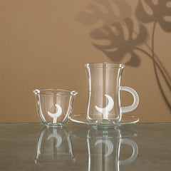 Almarjan 18-Piece Arabic Coffee & Tea Glass Set - Crescent White