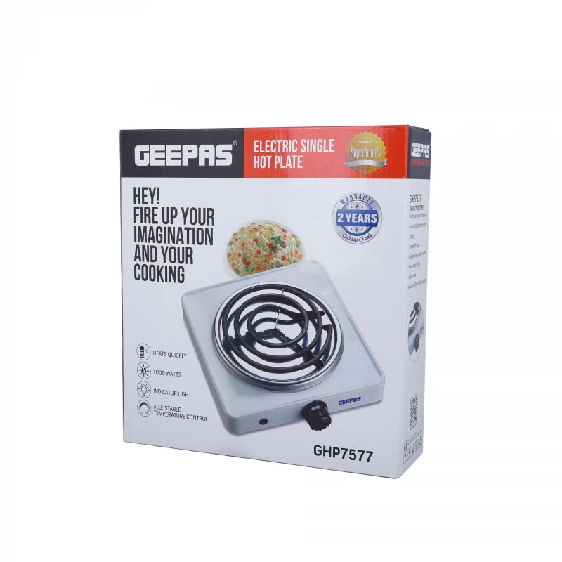 Geepas GHP7577 Single Hot Plate 1000W – White