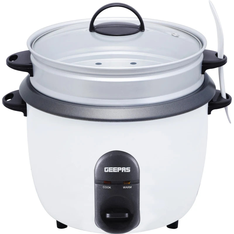 Geepas 500W 1.5L Automatic Rice Cooker, 3-in-1 Cook/Steam/Warm, White GRC35011