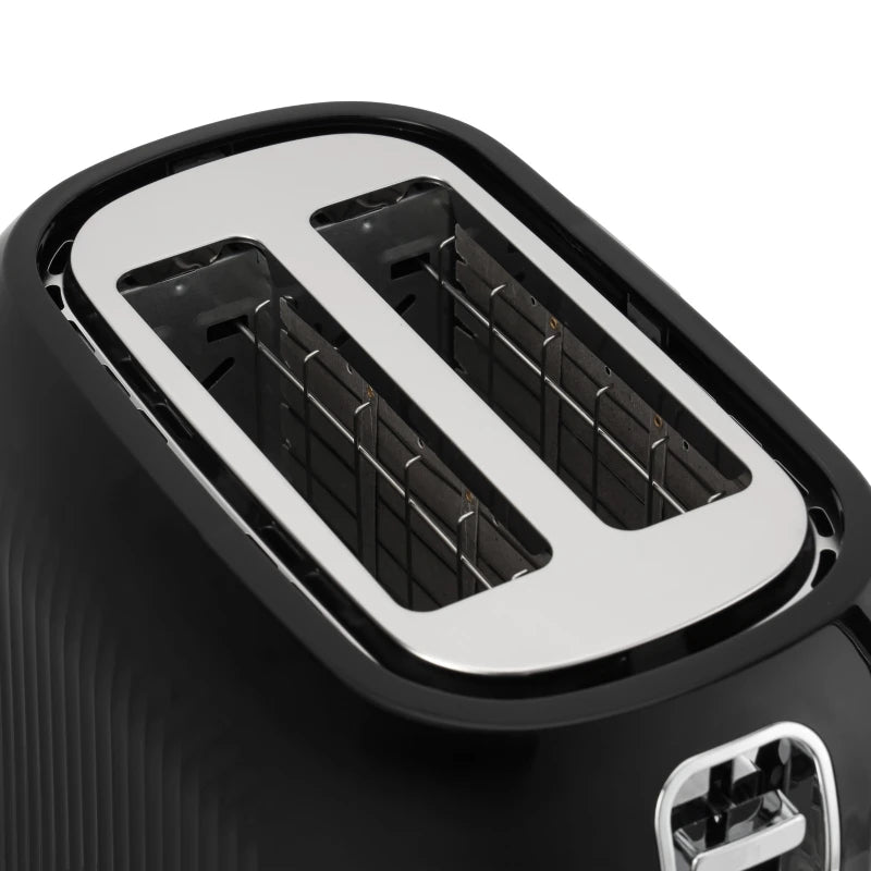 Geepas Fluted 2-Slice Bread Toaster, 6 Browning Levels, Black, GBT36558UK-BK