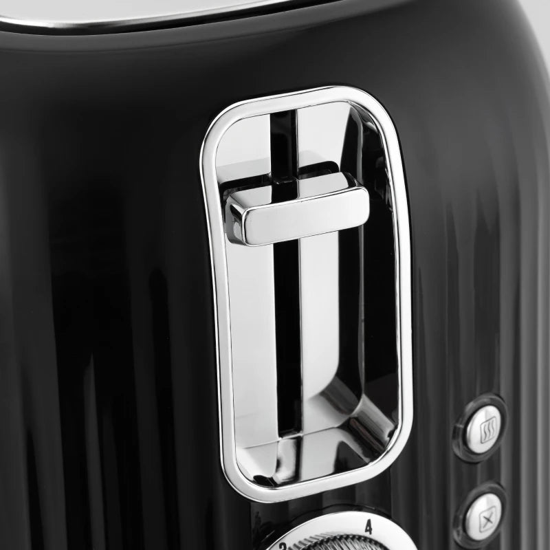 Geepas Fluted 2-Slice Bread Toaster, 6 Browning Levels, Black, GBT36558UK-BK