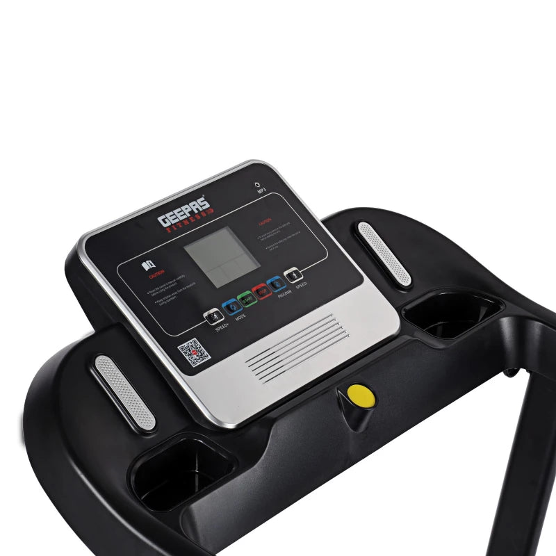 Geepas GFT90000 Foldable Treadmill - 2.0HP Motor, 12 Programs, App Sync - Black