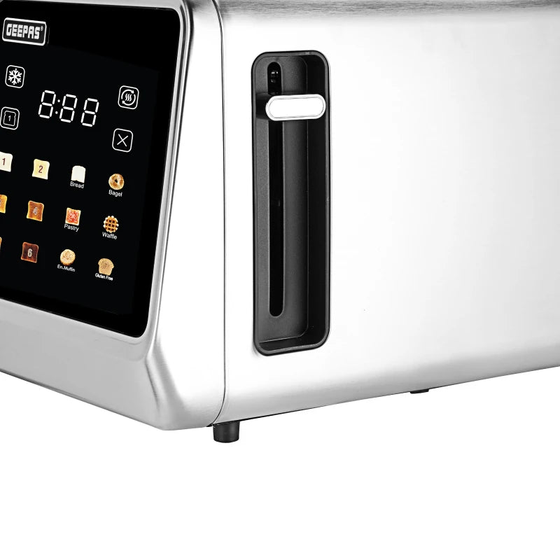 Geepas Digital 4-Slice Toaster, LED Touch, 6 Modes, Silver GBT36569UK