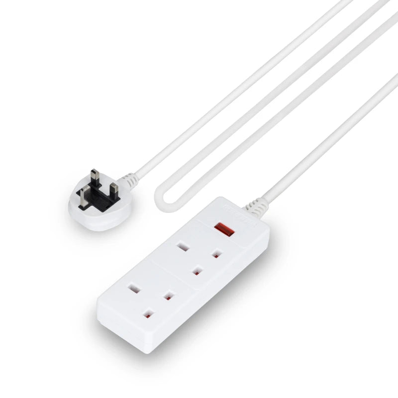 Geepas 2-Gang Extension Lead, 2990W, 2m Cable GES58135