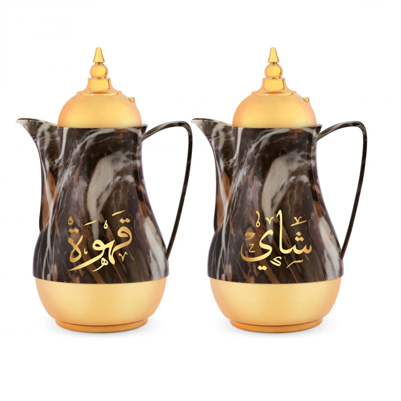 Royalford RF9413 Double-Wall Marble Tea & Cawa Set – 1L × 2