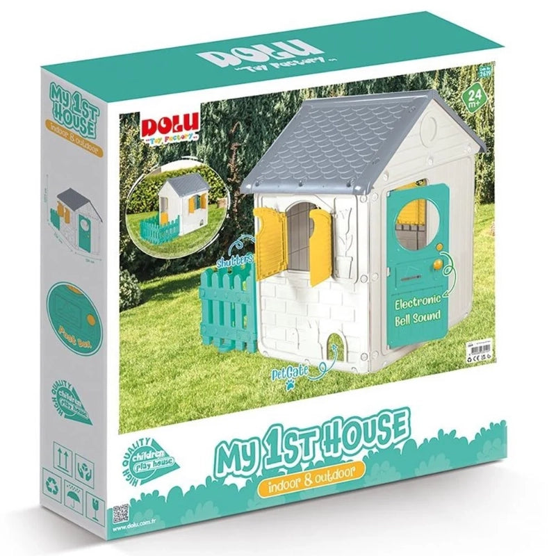 Dolu My First House with Fence – White | Kids Outdoor Playhouse