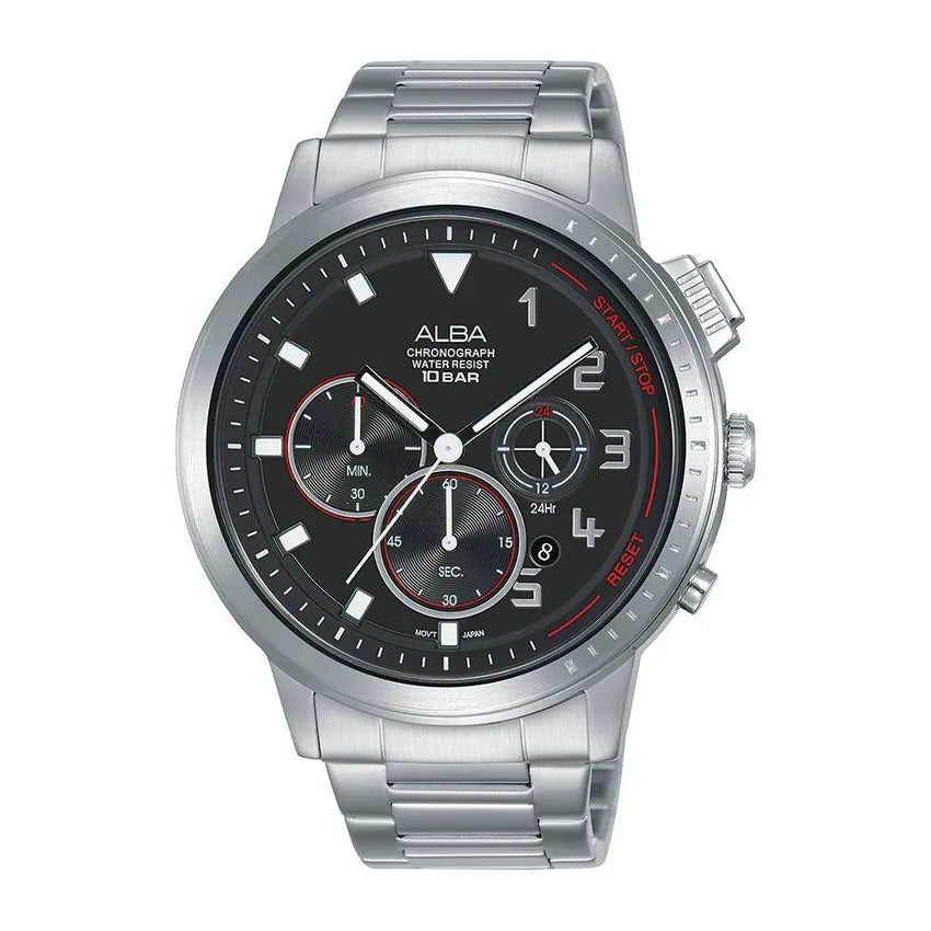 Alba Men’s Chronograph Watch AT3F35X1 – 44.5mm Stainless Steel