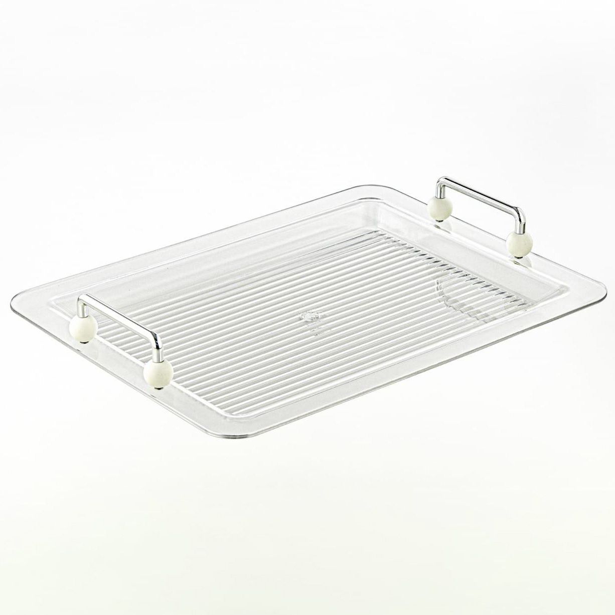 Almarjan 45cm Acrylic Tray - Silver & White