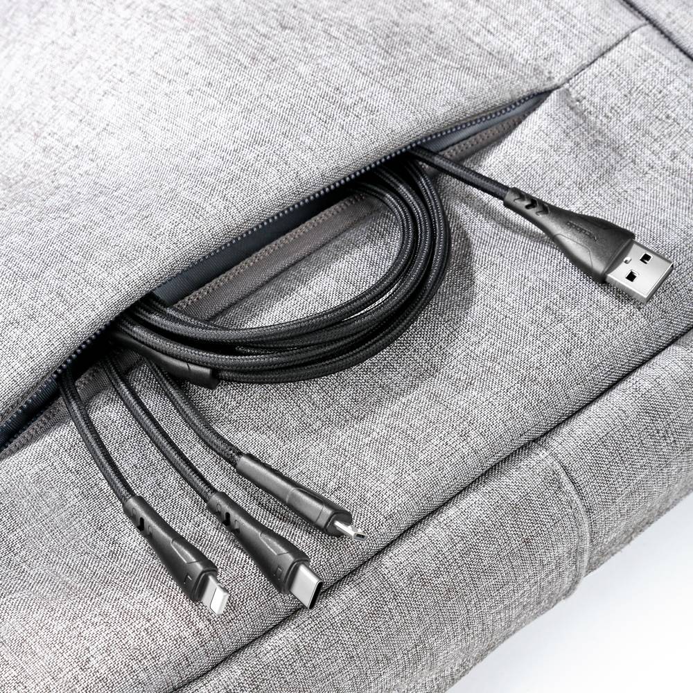 Mcdodo 3 in 1 USB to USB C Lightning Micro USB Cable 1.2m - Black