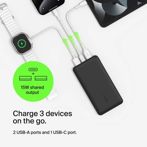 Belkin Power Bank 20K - BoostCharge 20,000mAh with 3 Ports