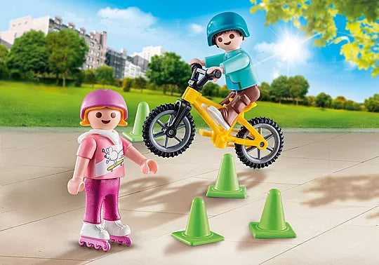 Playmobil Kids with Bike and Skates - Fun for Kids 4+